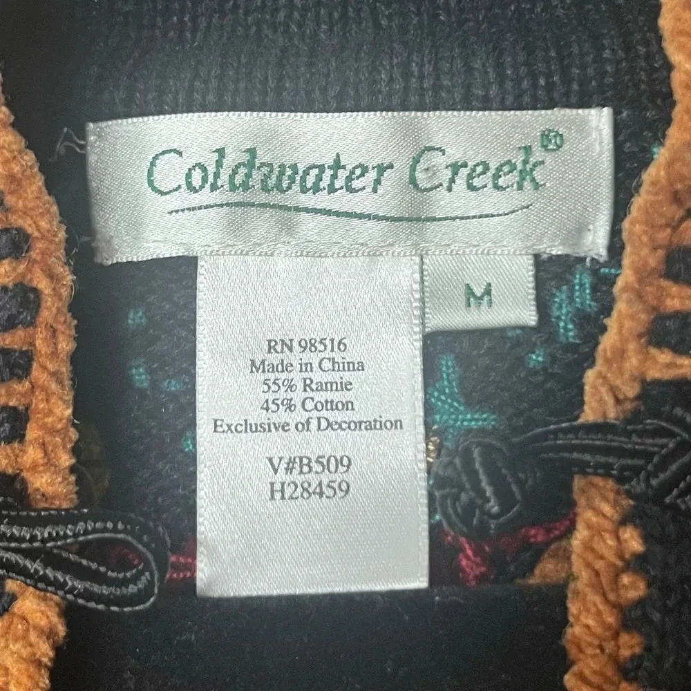 VTG COLDWATER CREEK Colorful Boho 90s Beaded Embroidered Longlined Fall Cardigan